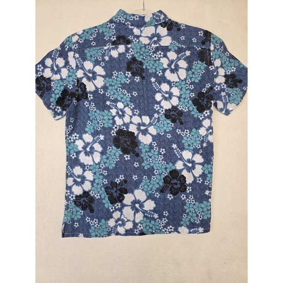UNTUCKit Shirt Mens Large Blue Floral Hawaiian Short Sleeve Linen Cotton Casual - Picture 6 of 10